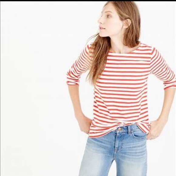 J Crew Striped Boat Neck Tee - Picture 2 of 7